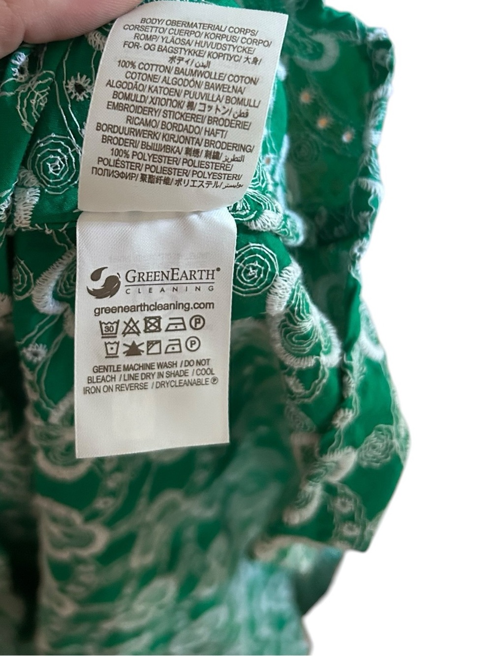 Boden Green Embroidered Eyelet Dress Smocked Waist Floral Size US 10P - Picture 6 of 6